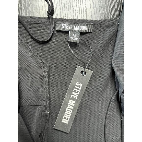 NWT Steve Madden Glam/Rave/GNO Sexy Semi Sheer Mesh Lace Front Blouse - Picture 7 of 7